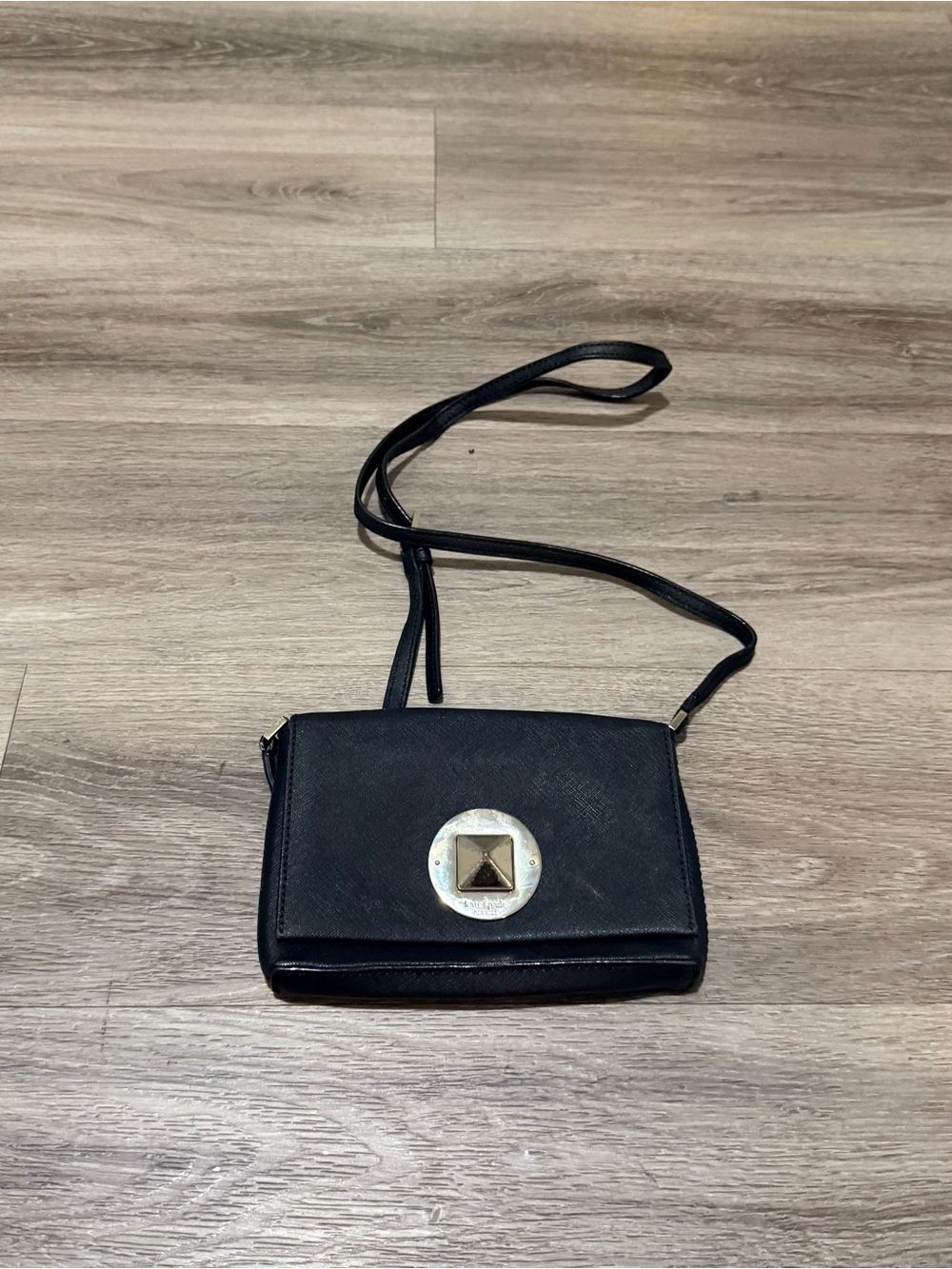 kate spade Black Crossbody Bag with Gold-Tone Medallion